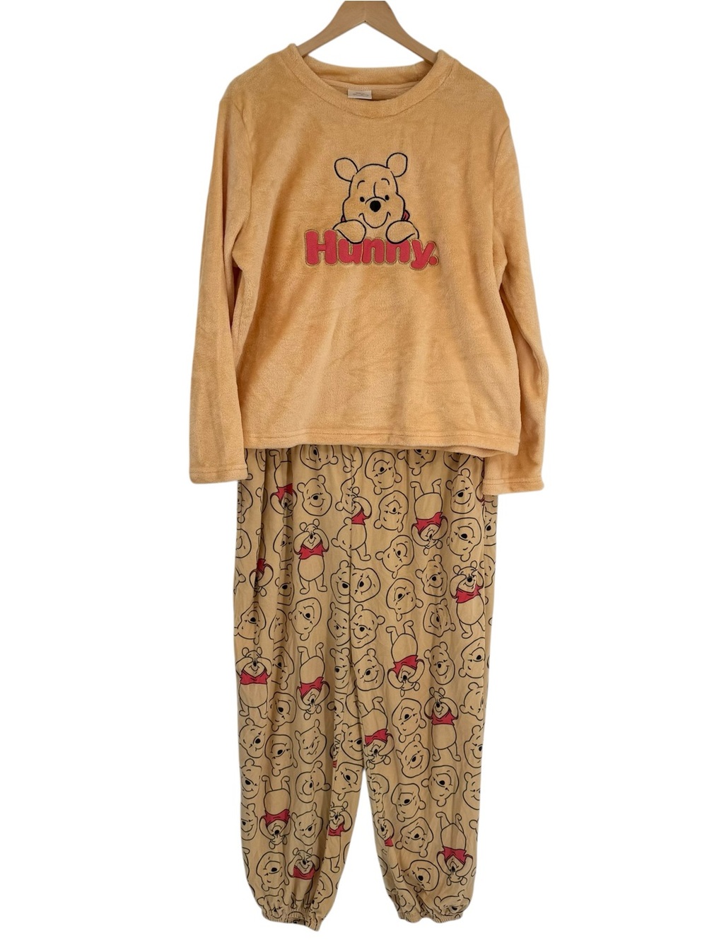 Disney 100 Winnie The Pooh Pajama Set Women XL Tan Fleece Lounge Jogger cozy